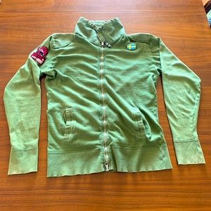 Zara Man zip front jacket. Green. Size large